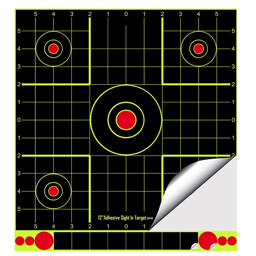 Atflbox 25pcs Splatter Adhesive Bullseye Fluorescent Yellow Shooting Target Stickers, Range BB Gun, Airsoft, Rifles (12" x 13")