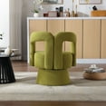 thumbnail image 3 of 360 Degree Swivel Cuddle Barrel Accent Chairs, Round Armchairs with Wide Upholstered, Fluffy Boucle Fabric Chair for Living Room, Bedroom, Office, Waiting Rooms, Olive Green, 3 of 7