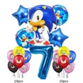 thumbnail image 1 of Globo de papel de aluminio para decoración de fiesta de cumpleaños, suministros de actividades para niños, juguetes de baño para bebés, Sonic azul, dibujos animados（26pcs12, 1 of 5