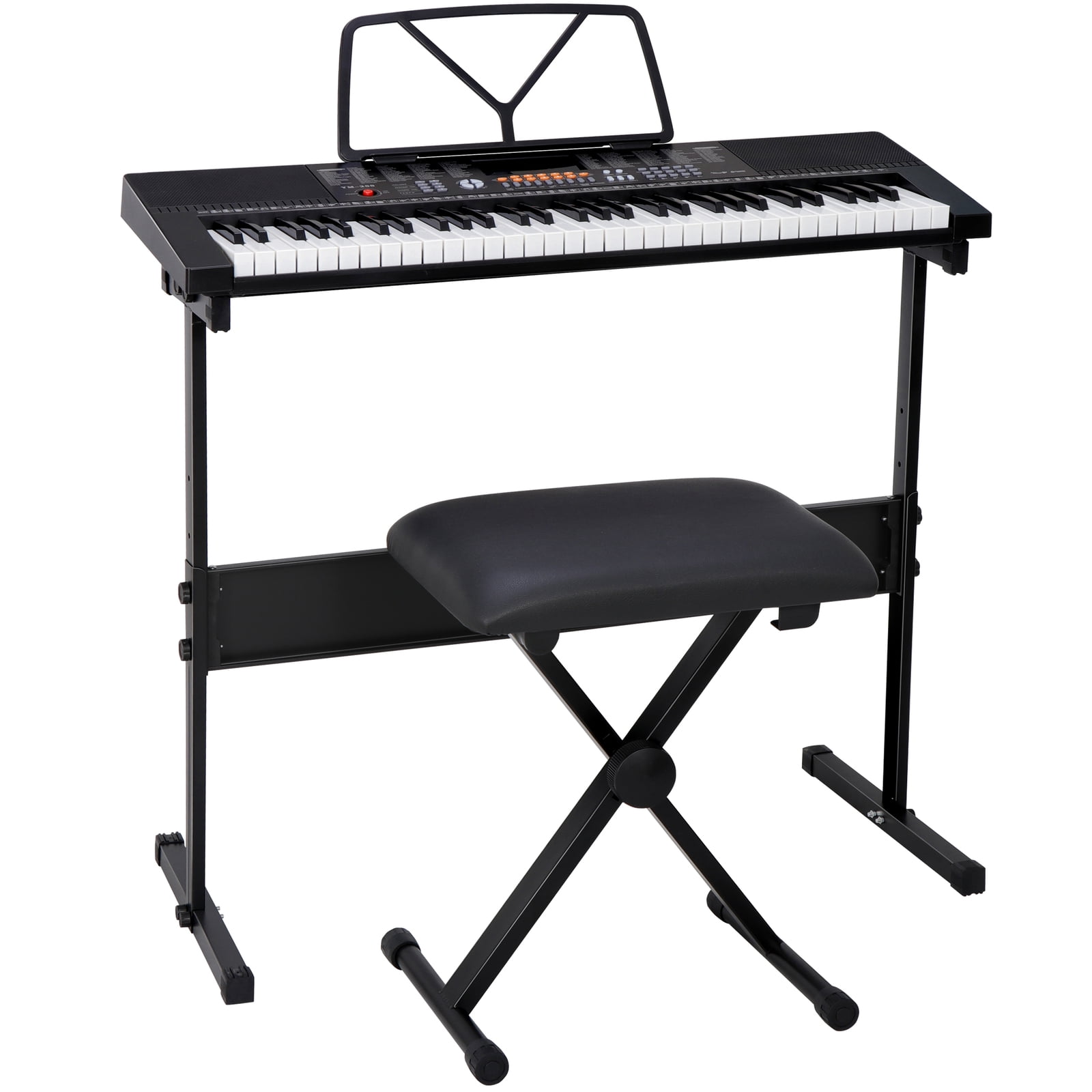 ZYPPP 61 Key Electronic Keyboard Piano Organ with Microphone Stand Stool Earphone