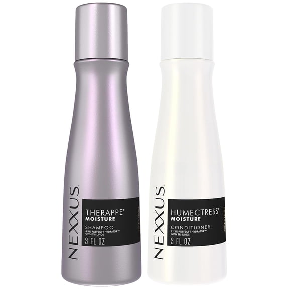 Nexxus Therappe Shampoo and Humectress Conditioner, Travel-Size – Ultimate Moisture for Dry Hair with Elastin Protein and Green Caviar, 3 Oz Ea