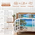 thumbnail image 6 of Blue Sky Sandy Beach Bedding Duvet Cover Set King Size 4 Pieces Coconut Trees Windows View Bedding Set with Zipper Closure, 1 Comforter Cover 92x106 Inches 1 Flat Sheet & 2 Pillow Cases, 6 of 7