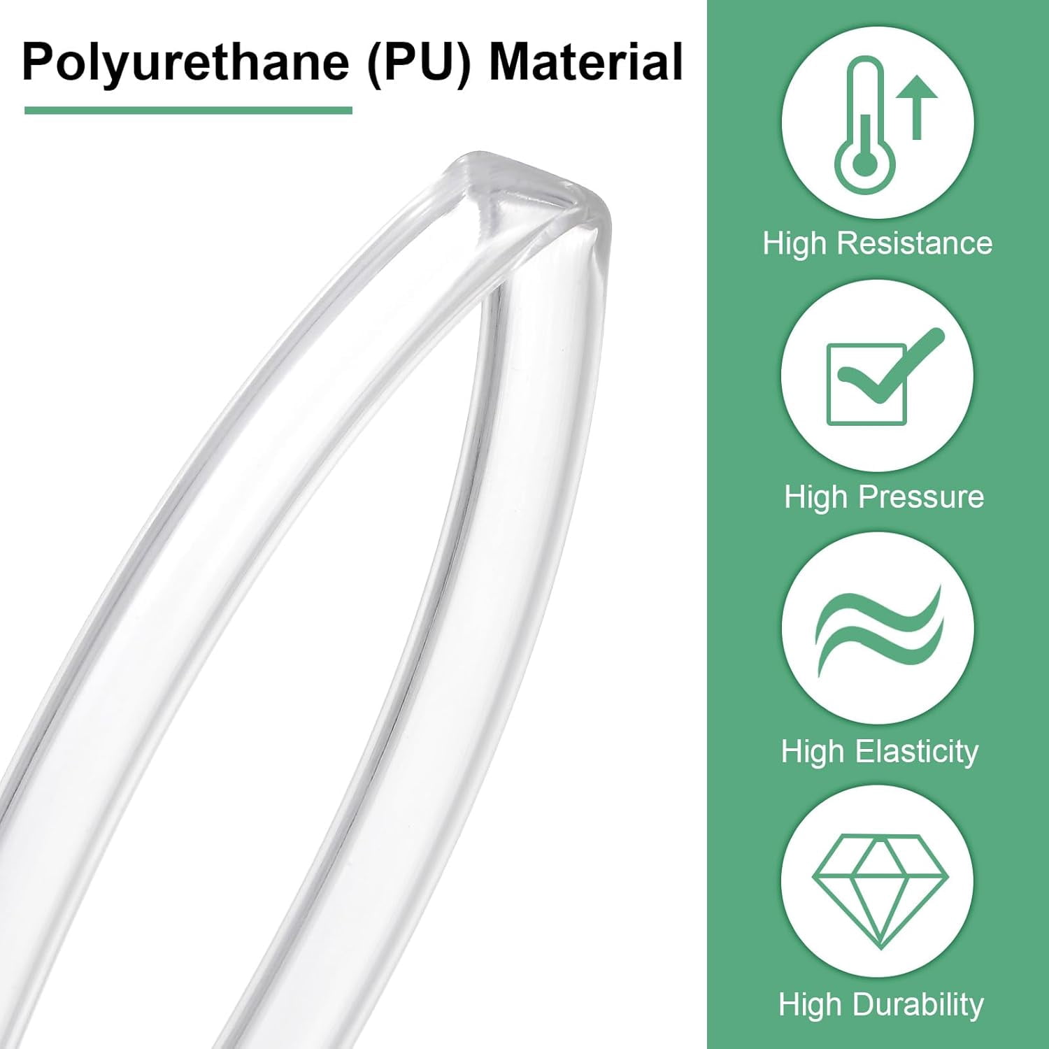 MKEUDQ-Pneumatic Tubing Pipe, 5mm(ID) x8mm(OD) PU Polyurethane Air Compressor Hose for Air Compressor Fitting/Gas/Fluid Transfer, Air Hose Line Tube [10M/32.8ft, Clear]