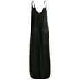 thumbnail image 3 of Gupgi Female Solid Color V-Neck Sleeveless Dress Spaghetti Strap Sundress, 3 of 7