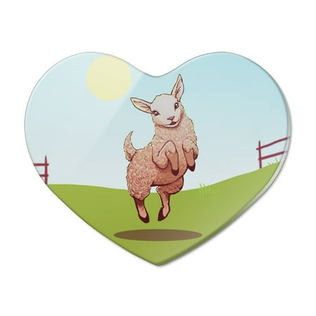 

Happy Lamb on Field Heart Acrylic Fridge Refrigerator Magnet