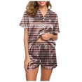 thumbnail image 4 of GHSOHS Sleepwear Pajamas for Women Set Ladies Pajamas Sets Fashion Colorful Printed Short Sleeve Shorts Home Pajama Shirt and Pant 2 Piece Outfits Nightwear Pj Lounge Sets Cami Top and Shorts, 4 of 7