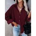 thumbnail image 1 of Femmes Velours Côtelé Chemise à Manches Longues Veste Oversized Tops, 1 of 5