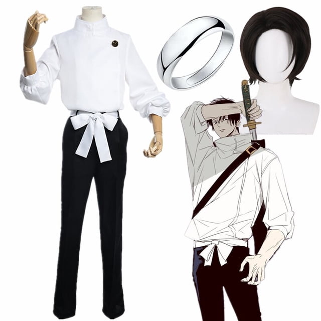Disfraz de Cosplay de Jujutsu Kaisen, traje de anillo de uniforme de dibujos animados blancos, Yuta Okkotsu, fiesta de Carnaval de Halloween