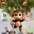 thumbnail image 2 of Christmas Monkey Book Stack Ornament - Acrylic Christmas Tree Pendant with Monkey Holding Books, Festive Hanging Decor for New Year, Holiday Tree Decoration (3.15 inch), 2 of 4