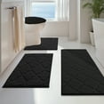 thumbnail image 3 of Findosom Bathroom Rugs Sets 4 Pcs with Toilet Lid Cover,U-Shaped Contour Toilet Mat,Non-Slip Machine Washable Absorbentb Rugs and Mats for Bathroom Floor Mats Microfiber Shaggy Bath Rug,Black, 3 of 11