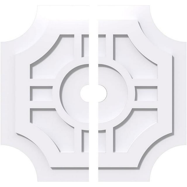 Ekena Millwork CMP20HS2-02000 20 in. OD x 2 in. ID Square Haus Architectural Grade PVC Contemporary Ceiling Medallion - 2 Piece