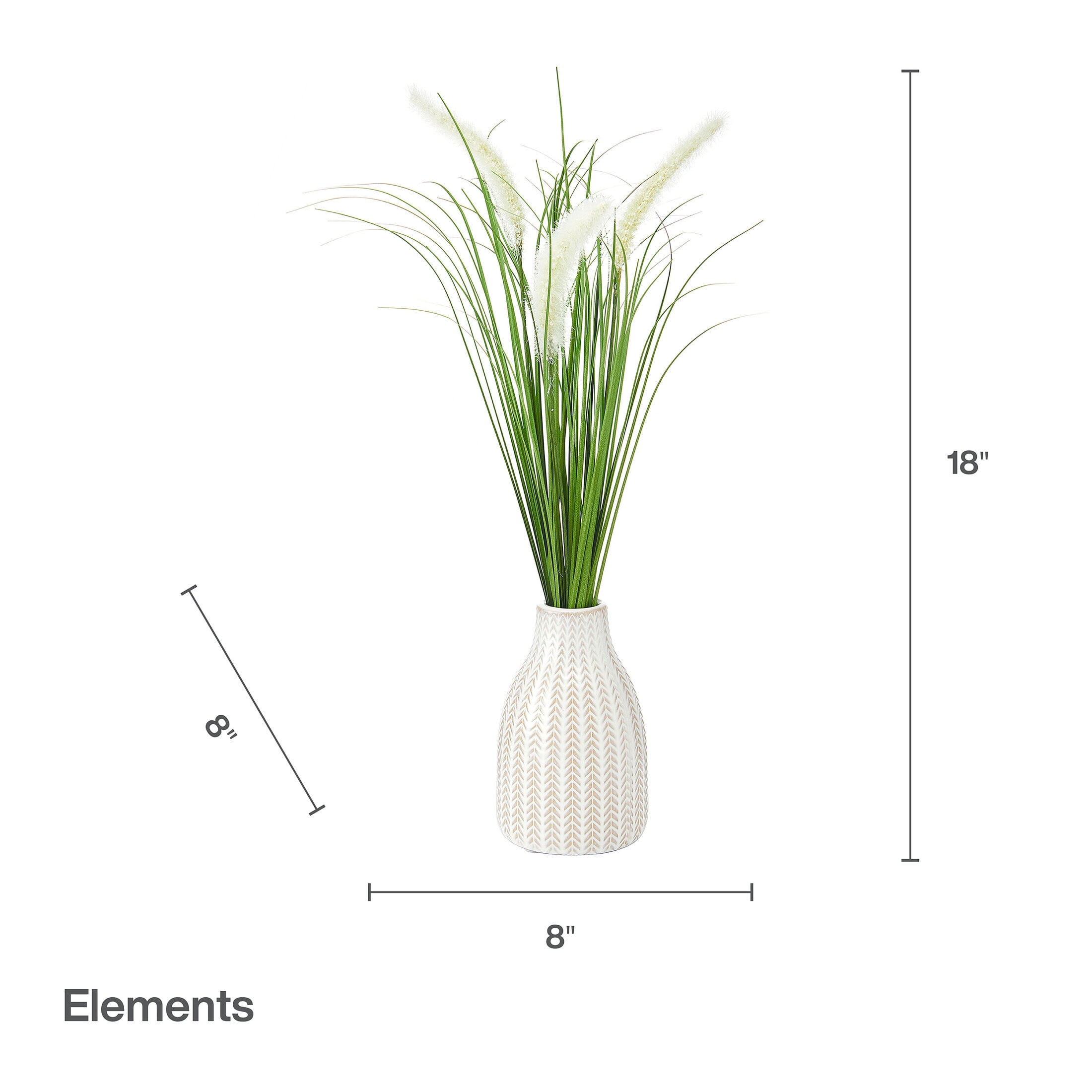 Elements Artificial Greenery Arrangement in White Ceramic Vase