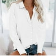 thumbnail image 2 of Women's Shirts Fashion Casual Loose Fit Long Sleeve Button Down Lightweight Collared Office Blouse Tops, 2 of 7