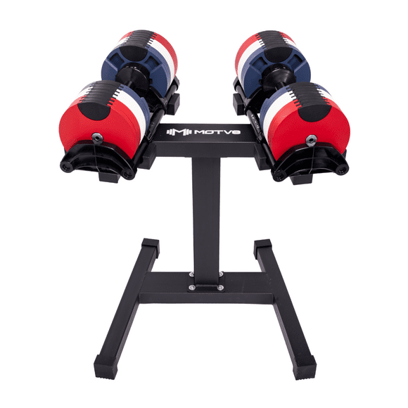 Probell 580 Adjustable Dumbbells - Motv8 Probells, 5lbs - 80lbs Adjustable Free Weight Dumbbells for Men and Women - Strength Training and Fitness (Patriot Pair With Stand)