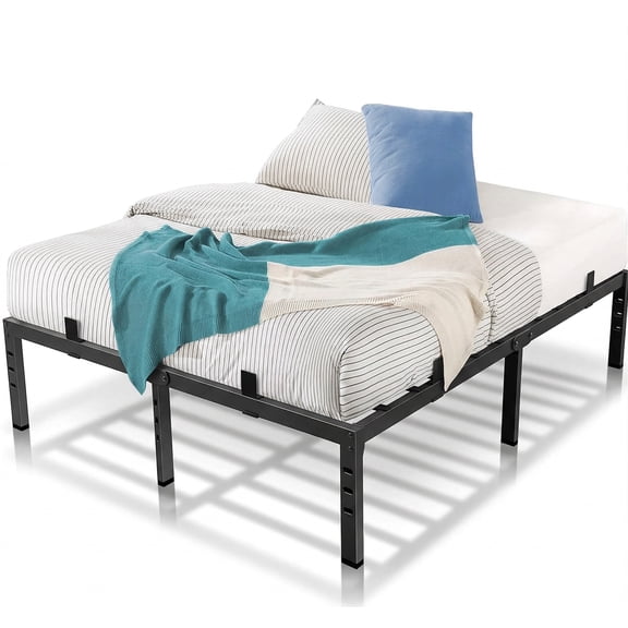 Sailvan 14-Inch Queen Size Bed Frame, Metal Platform with Non-Slip Stoppers, Heavy Duty, Easy Assembly, No Box Spring Needed, No Noise, Black