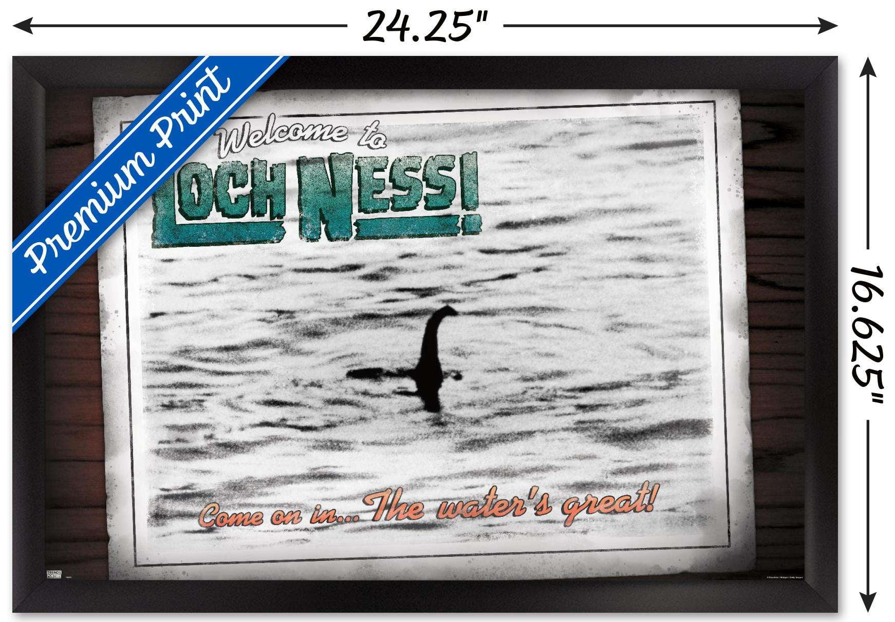 Loch Ness Monster Wall Poster, 14.725" x 22.375", Framed