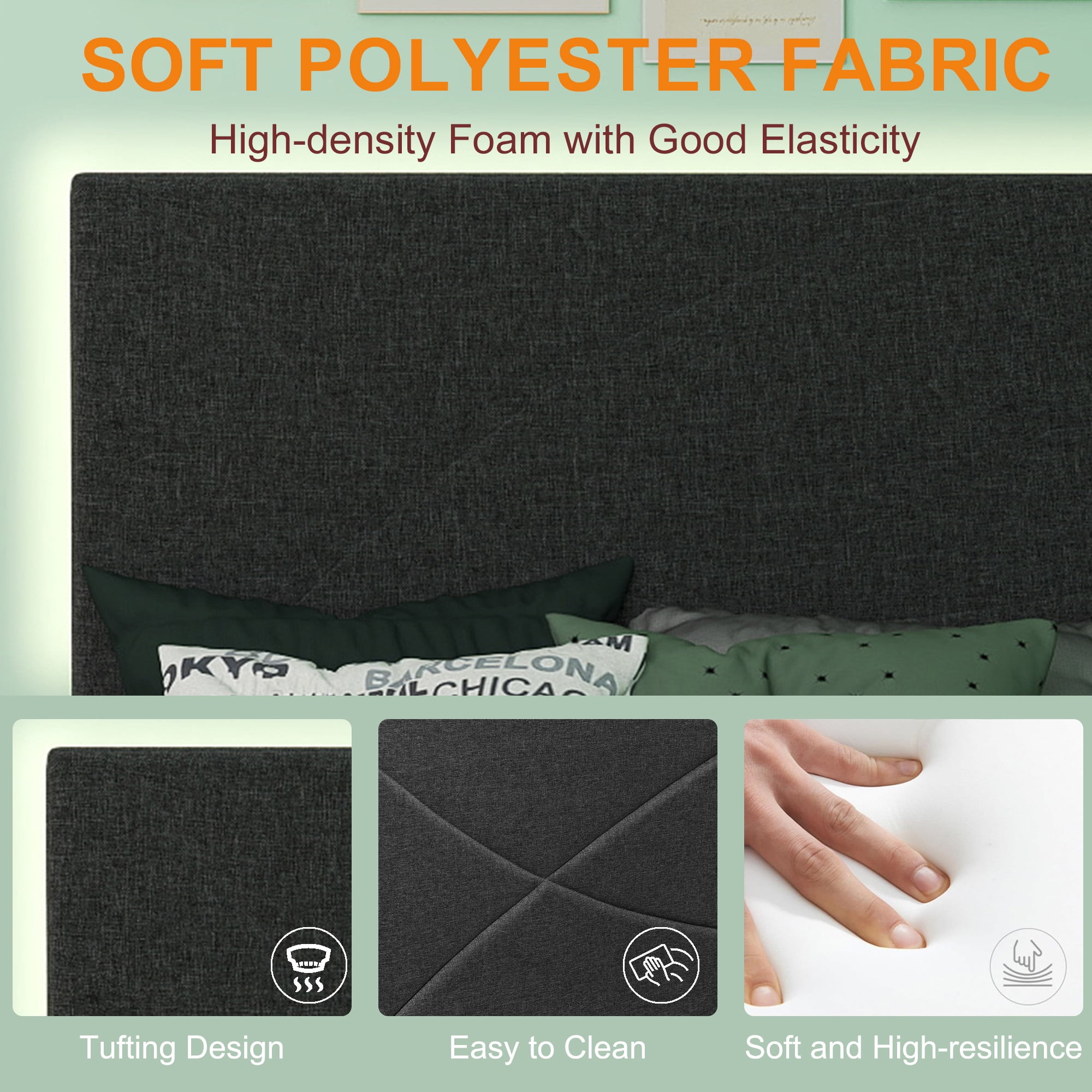 Homy Casa Upholstered Twin Bed with LED Light Strip and Charging Ports for Kids or Teens Room, Grey