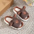 thumbnail image 6 of HCNTES Kids Toddler Slippers Baby Girls Boys Cute Cartoon Design House Shoes Non Slip Warm Soft Winter Fuzzy Indoor Slipper(A01-Coffee,2.5), 6 of 7