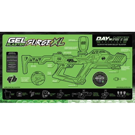 Gel Blaster Surge XL Day 'N' Nite Water Bead Blaster, Glow-in-the-Dark Activator   15k Gellets