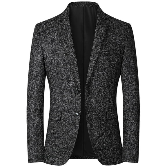 SWSMCLT Men's Casual Blazer Button Fall Cotton Winter Suit Jacket Sport Coat Fashion Long Sleeve Business Black Medium