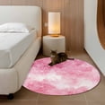 thumbnail image 3 of Round Area Rug 4 Ft, Valentine's Day Washable Non-Slip Circle Carpet for Living Room/Bedroom, Watercolor Roses Floral Ombre Romantic Low-Profile Crawling Mats Collection Rugs for Indoor, 3 of 7