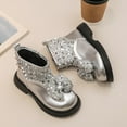 thumbnail image 4 of QQAMB Girls Glitter Ankle Boots with Bows Sequin Booties Side Zipper Boot Lace up Fall Fashion Kids Sparkly Shoes, 4 of 8