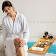thumbnail image 6 of Luxury Bathtub Caddy Tray for Tub - Foldable Bamboo Bath Table Tray with Book & Wine Glass Holder & Soap Holder, Expandable Bathroom Accessories for Spa or Reading Lite Style, Bath Accessories Sets, 6 of 8