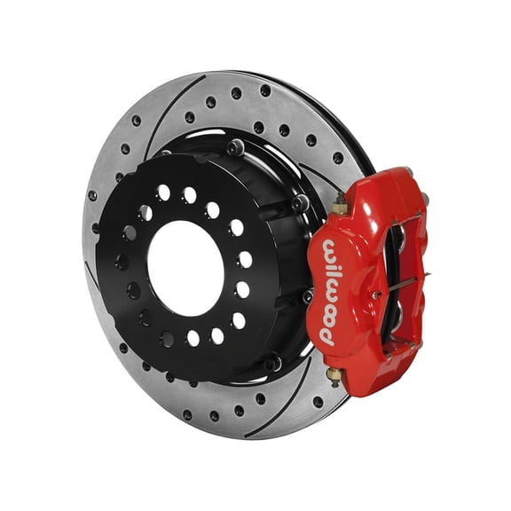 Wilwood 140-5746-DR Forged Dynalite Pro Rear 12.19" Big Brake Kit With Red Calipers and Drilled Rotors, Compatible with GM 12 Bolt Rear Axle With Special End, 3.15" Fixed Bearing, 2.91 Offset