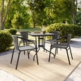 thumbnail image 4 of Flash Furniture 28'' Square Glass Metal Table with Gray Rattan Edging and 4 Gray Rattan Stack Chairs, 4 of 14