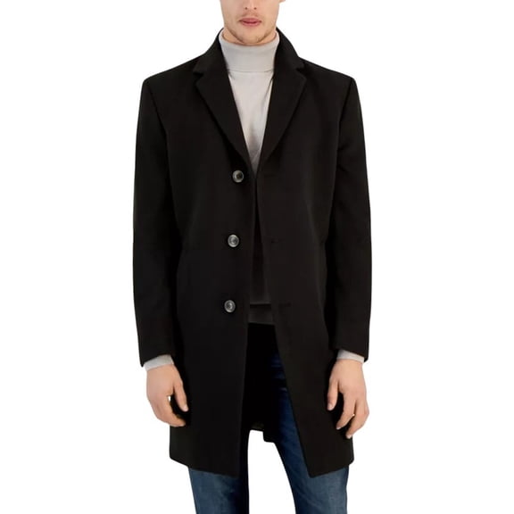 Nautica Mens Classic-Fit Camber Wool Overcoat Coat 38R Espresso Brown