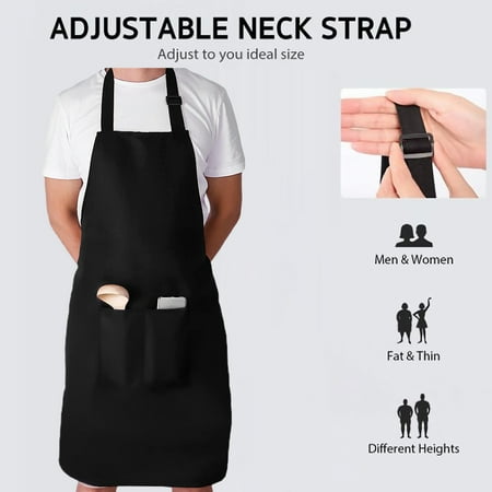 

Bluelans Chef Apron Solid Color Waterproof Polyester Cotton Hanging Neck Apron for Restaurant
