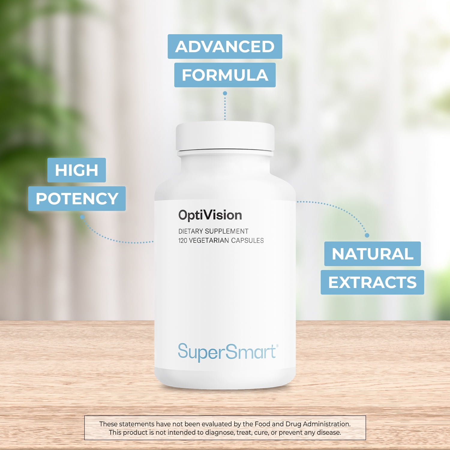 SuperSmart OptiVision (Advanced Formula) - with Bilberry Extract, Black Currant, Lutein, Zeaxanthin, Astaxanthin - Eyes Supplement | Non-GMO & Gluten Free - 120 Vegetarian Capsules