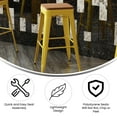 thumbnail image 6 of Flash Furniture Kai Commercial Grade 30" High Backless Yellow Metal Indoor-Outdoor Barstool with Teak Poly Resin Wood Seat, 6 of 12