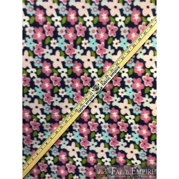 Fleece Printed Fabric Floral Pastel Flowers / 58" Wide / Sold by the yard S-171