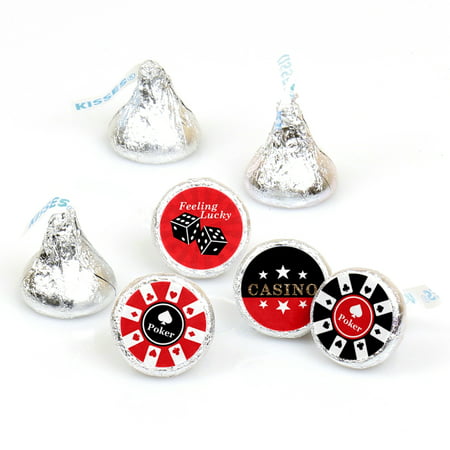 Las Vegas - Casino Party Round Candy Sticker Favors - Labels Fit Hershey’s Kisses (1 sheet of