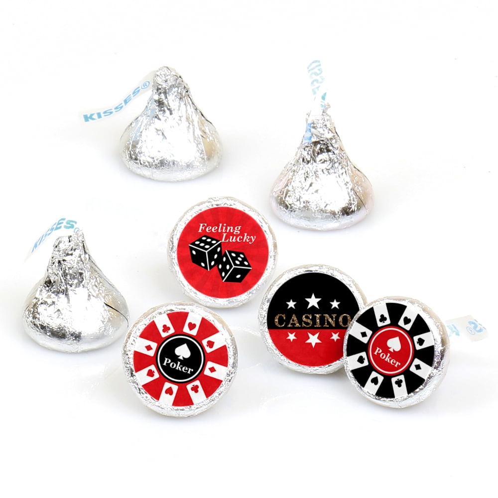 Las Vegas - Casino Party Round Candy Sticker Favors - Labels Fit Hershey's Kisses (1 sheet of ...