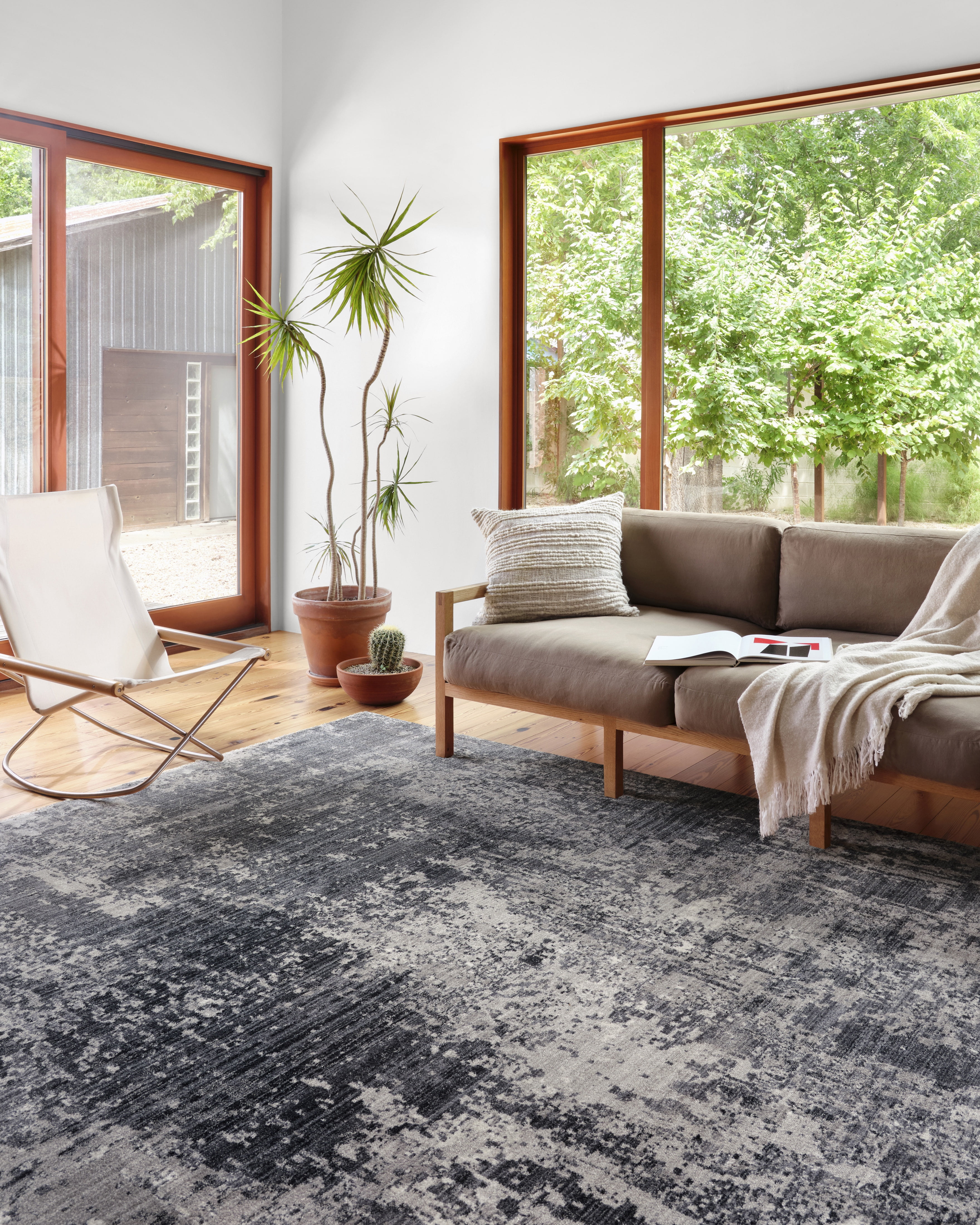 Loloi II Samra SAM-06 Charcoal / Silver Abstract Area Rug 18" x 18" Sample Swatch