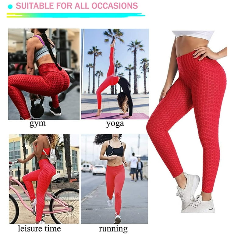 COMFREE Women's High Waisted Yoga Pants Tummy Control Anti Cellulite Ruched  Butt Lifting Scrunch Booty Leggings Workout Running Textured Tights 