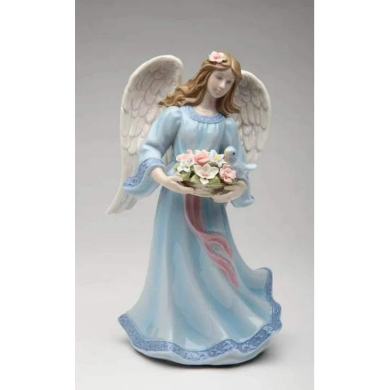 Cosmos 80112 Fine Porcelain Angel with Flower Basket and Bird