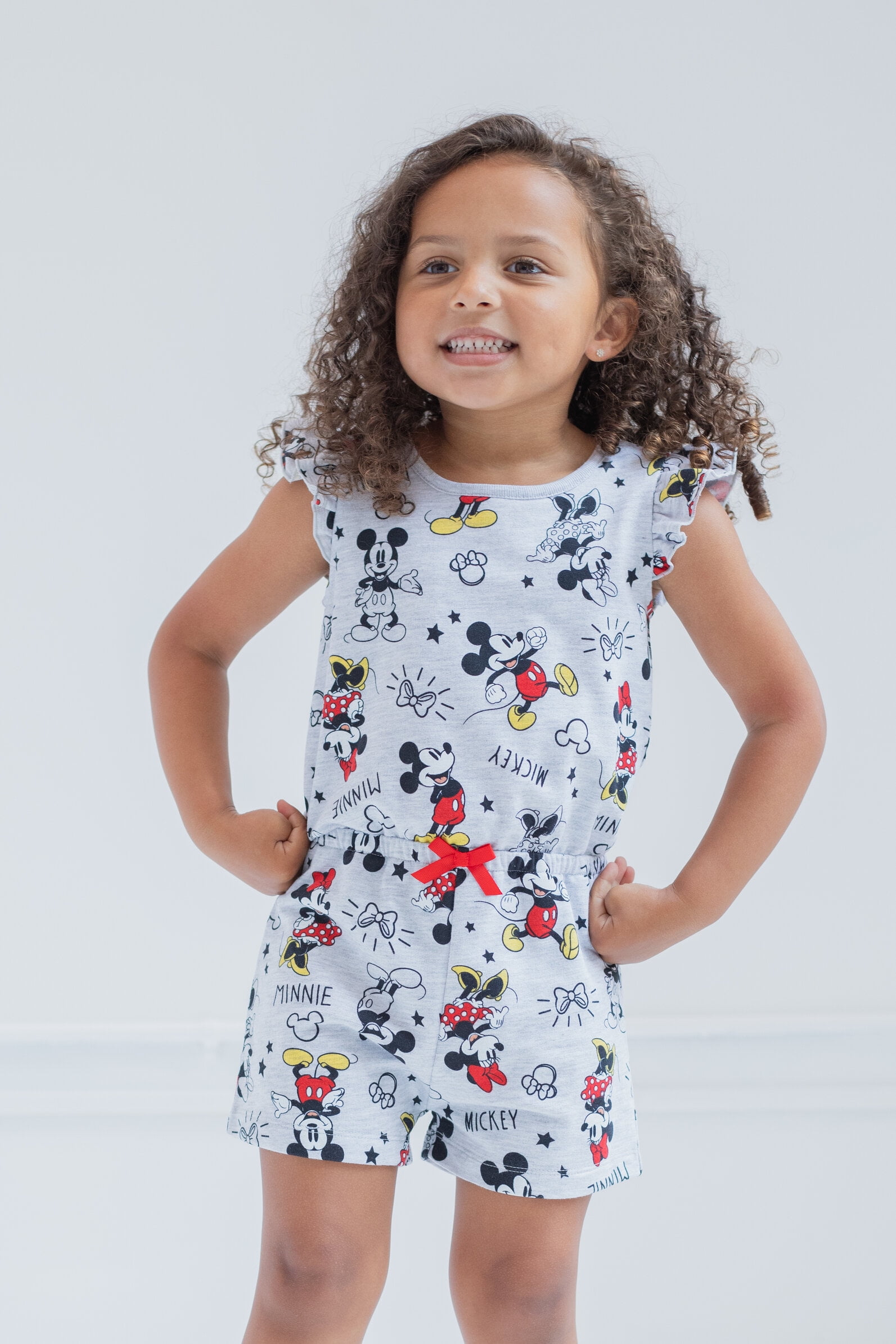 Disney Mickey & Minnie Mouse Baby Girls' Sleeveless Romper, 7-8