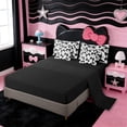 thumbnail image 3 of Erosebridal Black Bowknot Kids 7pcs Bedding Comforter Set,Cute Polka Dots Queen Bedding Sets For Kids Girls,Reversible black, 3 of 7