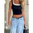 thumbnail image 4 of Musuos Women's Ribbed Camisole Double Layered Strap Sleeveless Slim Fit Summer Crop Tops Casual Vest Streetwear, 4 of 10
