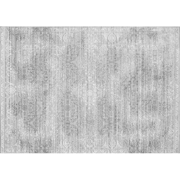 Ahgly Company Machine Washable Indoor Rectangle Abstract Gray Contemporary Area Rugs, 2' x 4'