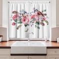 thumbnail image 2 of Ambesonne Flowers Kitchen Curtains, Vintage Roses Birds, 55"x39", Coral and Reseda Green, 2 of 3