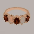 thumbnail image 6 of LBG British Made 14k Rose Gold Natural Garnet & Opal Womens Eternity Ring - 33 size options - Size 11, 6 of 8