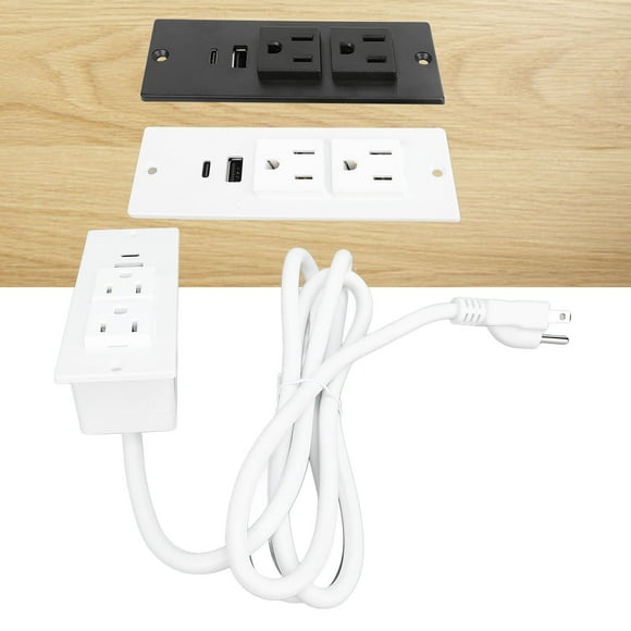 Fast Charging USB C and USB A Ports Conference Recessed Power Strip Protection Socket with Outlet PD 20W Fast Charging 2 USB Ports 1.5m Cord US Plug 125