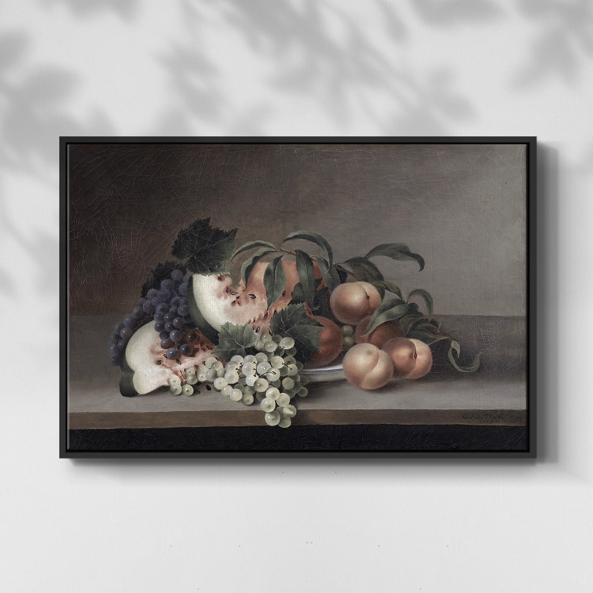 Vintage Botanical Print-XLII By Wexford Home Framed in Black Wood Gallery Wrapped Canvas 27 in. x 41 in.