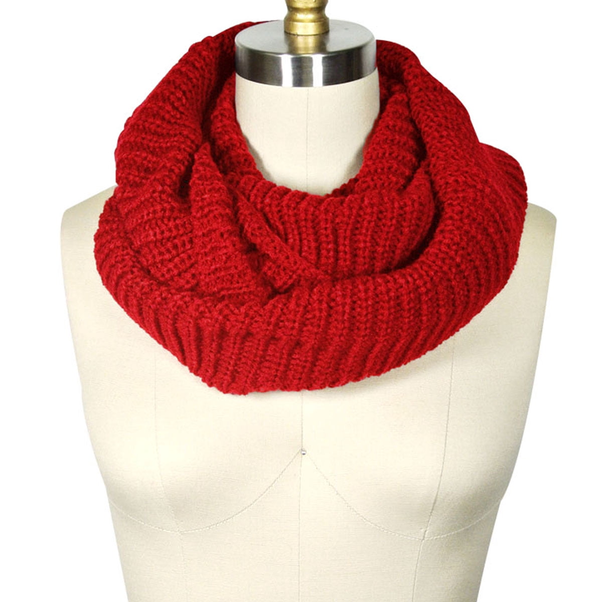 Wrapables® Thick Knitted Winter Warm Infinity Scarf, Red  display picture 2