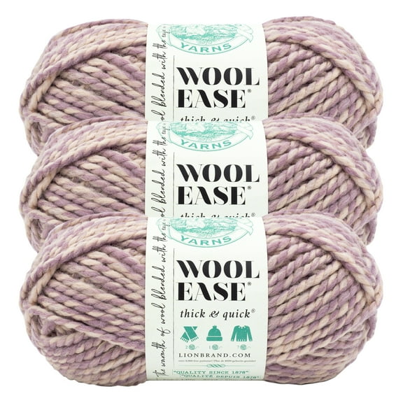 Lion Brand Yarn Wool-Ease Thick & Quick Bubbles Super Bulky Acrylic, Wool Multi-color Yarn 3 Pack