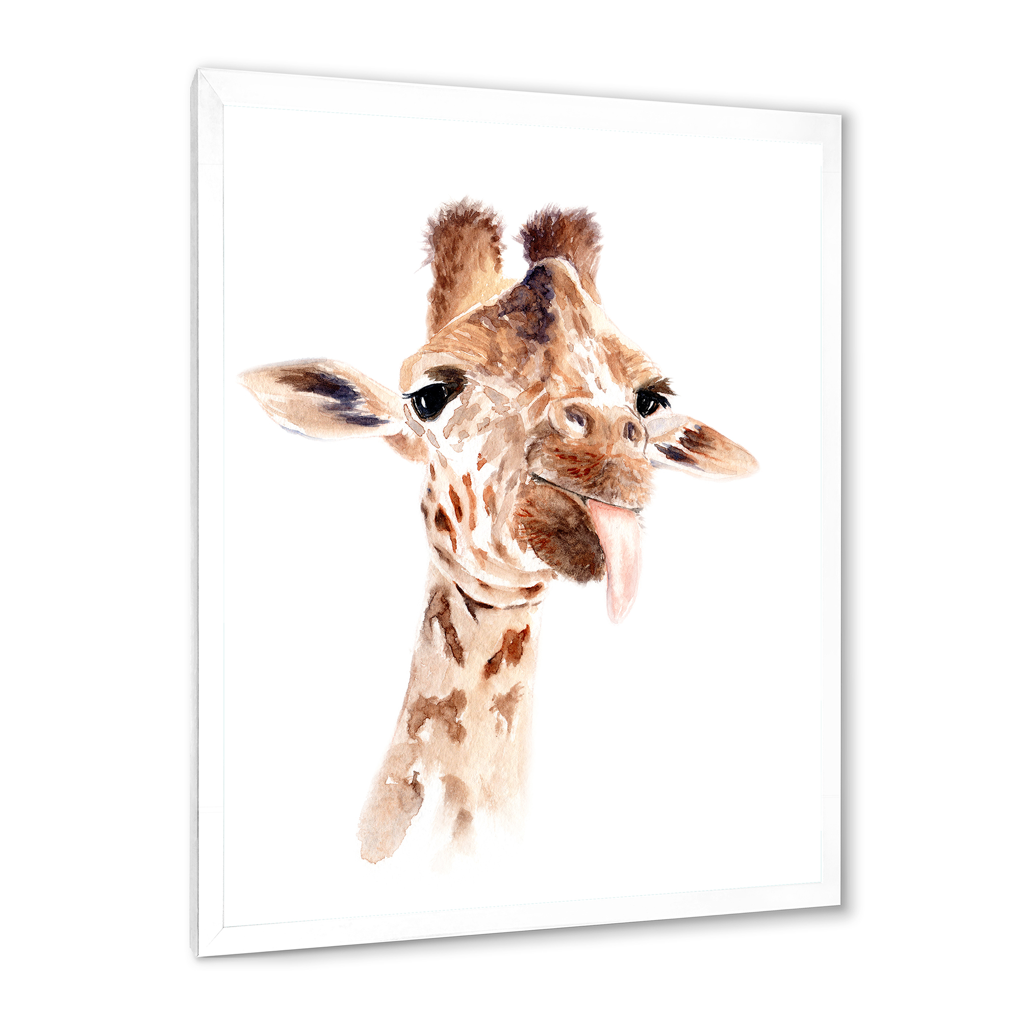 Designart 'Close Up Portrait of A Giraffe X' Farmhouse Framed Art Print